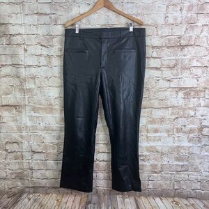Anthropologie Maeve Colette Faux Leather Crop Wide Leg Pant in Black Size 32